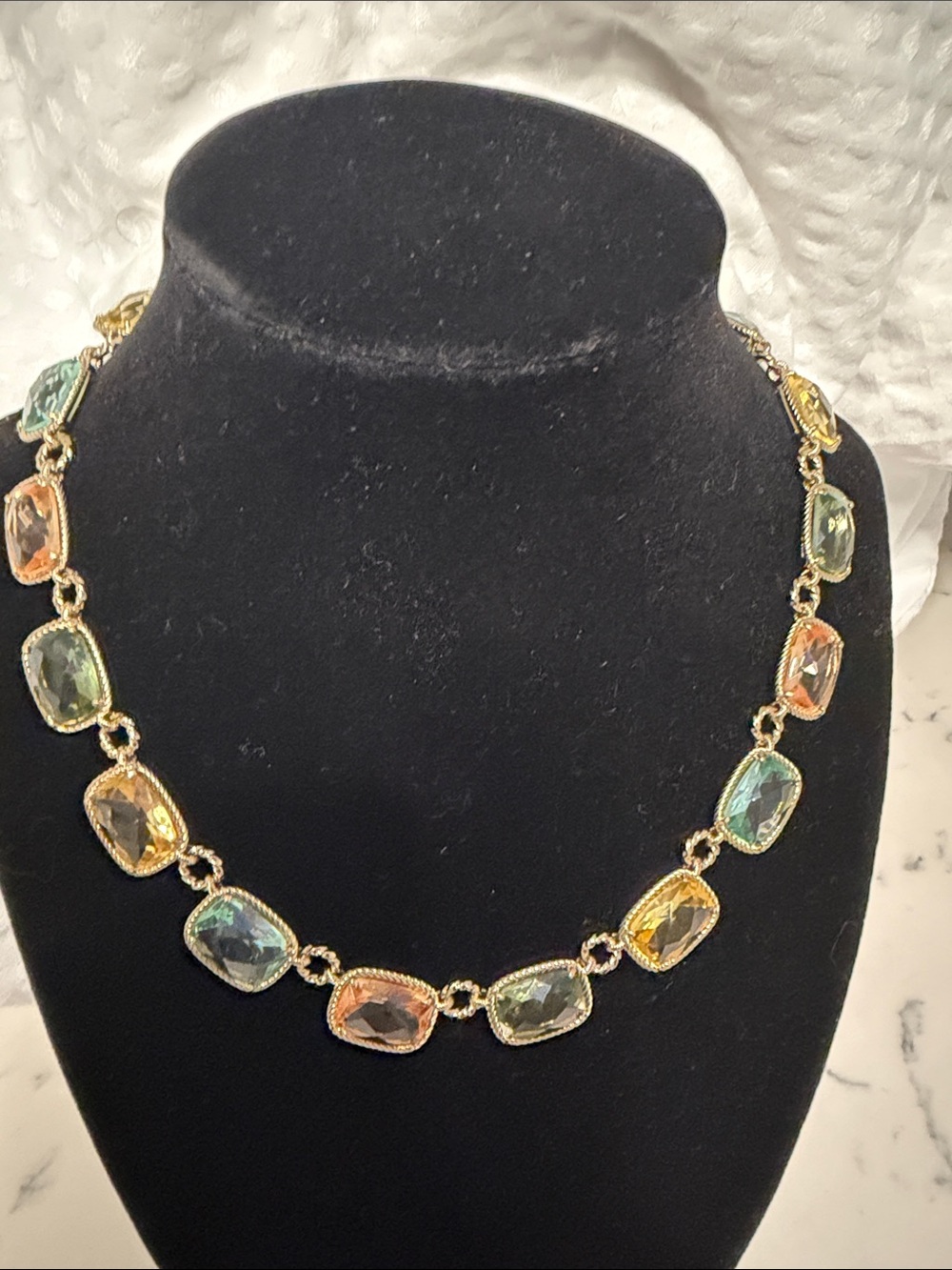 Set earrings Ralph Lauren Gold-Tone Necklace with Multicolor Faceted Stones
